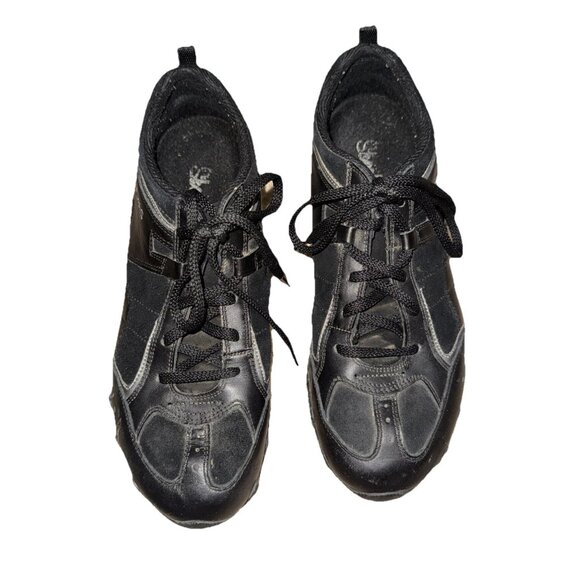 SKECHERS Shoes - Skechers Black Leather Suede Biker Sneakers Size 7.5  21434